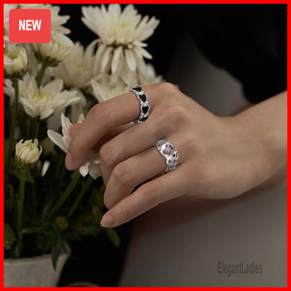 13 Piece Adjustable Statement Ring Set, Punk Goth… - image 4